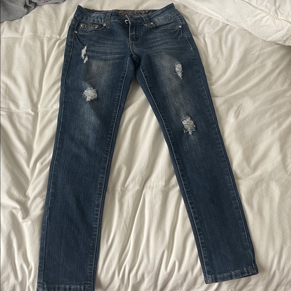 Wax Jean Dark Blue Straight Leg Women's Jeans - Picture 3 of 7